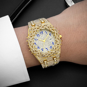 Reloj de Pulsera de Cuarzo con Diamantes Completos, Diseño Floral, Estilo Hip Hop, Joyería Bling, Moda 2026 para Hombre - Product Image 6