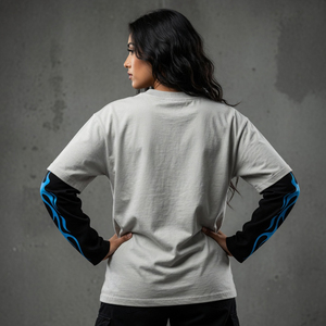 เสื้อยืดสตรีทแวร์พรีเมียมสั่งทำพิเศษ ทรงโอเวอร์ไซส์ ลายกราฟิก Y2K แขนสองชั้น พิมพ์ลายหัวกะโหลก สไตล์วินเทจ ผู้ผลิตเสื้อผ้าแบรนด์ส่วนตัว - Product Image 5