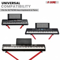 Soporte para Teclado de 5 Niveles, Forma de X Doble, Ajustable, Plegable, Portátil, con Correa de Bloqueo