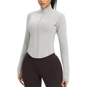 Veste de yoga légère pour femme, en nylon, athlétique, ajustée, extensible, respirante, avec fermeture éclair, couche extérieure - Product Image 2