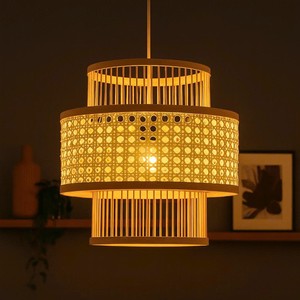 <b>Retro</b> Handcrafted Rattan Cane Webbing Pendant <b>Light</b> Shade Suitable for Living Room & Dining Table Decor From Vietnam Wholesale - Product Image 2