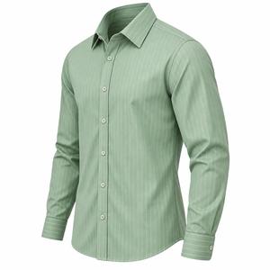 Chemise habillée rayée à manches longues pour homme, col rabattu, 100 % coton popeline, infroissable, style décontracté chic, idéale pour le printemps - Product Image 5