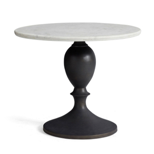 Mesa de Comedor Moderna con Tapa de Mármol y Base de Metal Negro para Hogar y Restaurante, Ahorra Espacio, 4 Plazas - Product Image 1