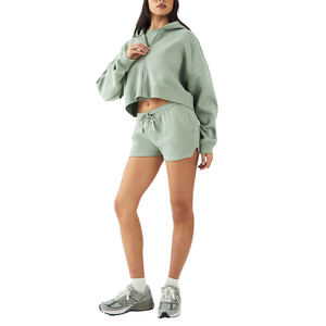 Sudadera Corta con Capucha para Mujer, Algodón Premium, Tejido de Punto Suave, Manga Corta, Informal, Moda de Invierno, Ropa Deportiva, Logotipo Personalizado - Product Image 2