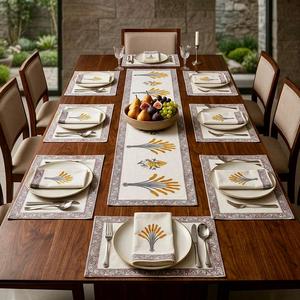 Premium Quality Cotton Floral Modern Printed Table Mat Set Matching <b>Runner</b> Durable Eco-Friendly for Dining Decor Wholesale Price - Product Image 3
