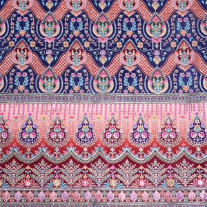 Tissu en crêpe bleu marine brodé, 54 pouces, avec broderie Damas lourde, pour la confection de Kurti, Anarkali, robe, costume, Lehenga, ensemble jupe - Product Image 6