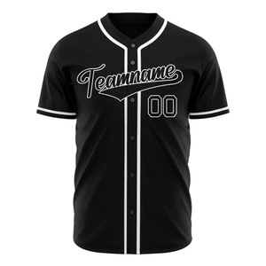 Custom Men Baseball Jersey Black Polyester Moisture Wicking Button <b>Down</b> Name Print Short Sleeve Regular Fit Adults All Seasons - Product Image 3