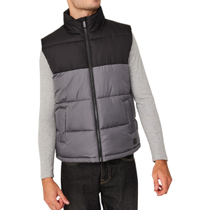 Chaleco Acolchado Reversible para Hombre, con Bloques de Color, Transpirable, Cuello Mao, Cortavientos, Informal, para Invierno, Negro, Gris, con Pedrería - Product Image 3