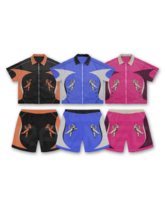 Top Quality Heavyweight Polyester/Nylon Unisex Windbreaker Tracksuit <b>Jacket</b> and Short set Digital Printing Logo Tracksuit - Product Image 1