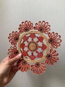 Creative Handcrafted Premium Quality Floral Beverage <b>Coaster</b> Raffia Woven <b>Drink</b> Mat Elegant Home Decor Accessory - Product Image 1