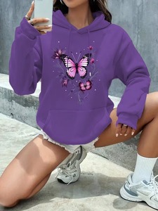 Sweat-shirts courts à capuche pour femmes, vierges, à épaules tombantes, personnalisables, vente en gros - Product Image 4