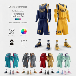 ชุดเสื้อบาสเก็ตบอล Rexfit Sports ทุกสี แบบซับลิเมชั่น ผ้าตาข่าย คอวี แขนกุด สำหรับผู้ใหญ่ ยูนิเซ็กซ์ ระบายเหงื่อได้ดี ทรงสปอร์ต - Product Image 1
