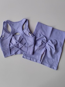 Custom Cutout Crop Top and Scrunch Butt Biker Shorts Set for Women Gym High Quality Stretchy Knit Fabric Flattering Back - Product Image 4