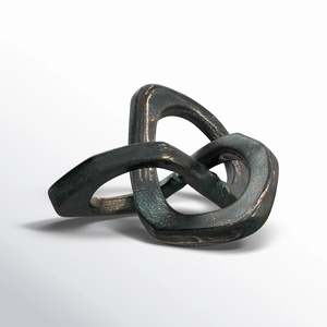Sculpture moderne ronde en aluminium poli plaqué or de luxe pour la décoration de la maison, du bureau et du salon - Product Image 5
