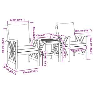 Conjunto de sofás de jardín de 3 piezas, madera maciza de acacia, acabado con aceite natural - Product Image 6