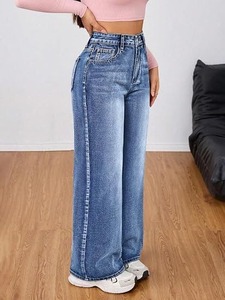 Classic Blue Women's <b>Boot</b> Cut Jeans-Mid-Waist Knee-Length Vintage Style Eco-Friendly & Color Fade Proof - Product Image 6