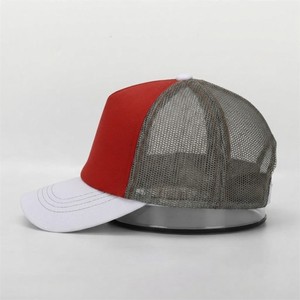 Gorra Trucker Roja de Malla de 6 Paneles Ajustable con Cierre a Presión, Transpirable, de Color en Contraste, Casual, para Exteriores, Moda Primavera Verano - Product Image 5