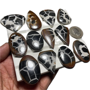 Cabujón de Septariana Negra, Cristal de Araña Natural, Piedra Preciosa Suelta para Joyería, Piedra Pulida Curativa - Product Image 4