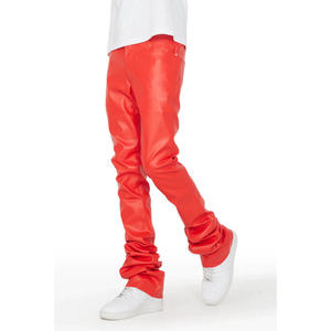 Pantalones de cuero para hombre de diseño personalizado, pantalones rectos de cintura media, ropa de moda para otoño e invierno, ropa informal transpirable con cierre de cremallera - Product Image 1