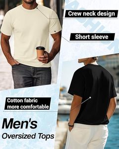 T-shirt à manches courtes pour homme, coupe classique, couleur unie, col rond, 100% coton, respirant, jersey décontracté, design uni - Product Image 6