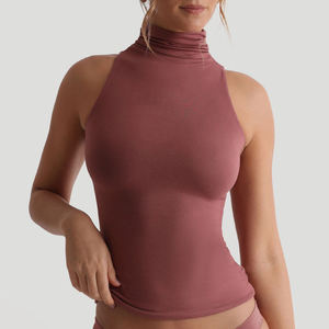 Women's Ribbed Racerback Tank Top with Built in Bra Soft <b>Stretch</b> Sleeveless Summer Casual Workout Yoga Activewear Modern Comfort - Product Image 5