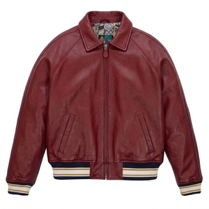 Wholesale Custom Leather Varsity <b>Jacket</b> <b>Men</b> Custom Bomber Style Full Zipper Baseball <b>Jacket</b> with Logo & Embroidery - Product Image 1