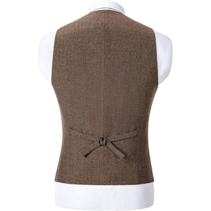Custom Men's Double Breasted Tweed Vest Premium Herringbone Waistcoat Formal Business Wedding Classic Tailored Suit Vest - Product Image 3