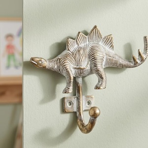 Crochet mural vintage en laiton blanc, motif dinosaure, en fonte, auto-adhésif, réglable, durable, simple, pour vêtements - Product Image 3