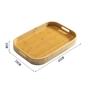Bandeja de Bambú para Aperitivos y Bebidas, Rectangular Mediana, Ecológica, Decorativa, Diseño Moderno, Función Móvil - Product Image 1
