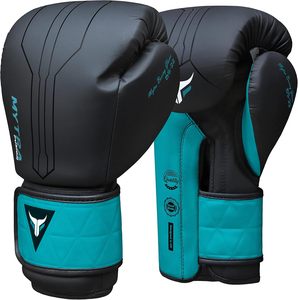 Mytra Fusion Black PU Leather Boxing Gloves handmade Sparring Gloves Adjustable Wrist <b>Strap</b> for MMA Training Fighting muay thai - Product Image 3