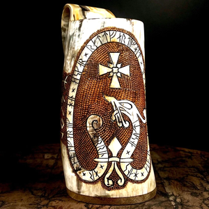 Chopes en corne de viking, authentiques récipients à boire médiévaux pour les fêtes costumées, les bars, les maisons, les soirées à thème, la décoration rustique. - Product Image 1