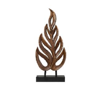 Sculpture élégante en bois faite à la main en forme de feuille, symbole de paix et d'harmonie, accent décoratif naturel, style artistique pour l'intérieur, salon. - Product Image 4