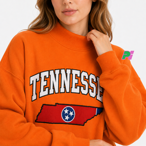 Women's Mockneck Sweatshirt with TENNESSEE <b>Lettering</b> and MAP <b>Applique</b> Heavyweight Thick Mock Neck Sweatshirt Winter Mock Neck - Product Image 6