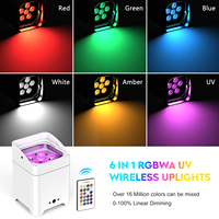 U`King 6X18W LED 6 en 1 RGBWA UV Par Light con Control Remoto, Batería Recargable, DMX Inalámbrico, Luz de Escenario