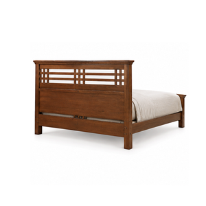 Cadre de lit en teck massif, taille King ou Queen, lit plateforme traditionnel en bois avec tête de lit à lattes, meubles de chambre à coucher - Product Image 4