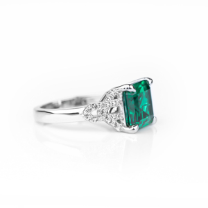 Women's 925 Sterling <b>Silver</b> <b>Emerald</b> Cut Cocktail <b>Ring</b> Rhodium Plated Prong Setting Classic Geometric Fine Jewelry - Product Image 5