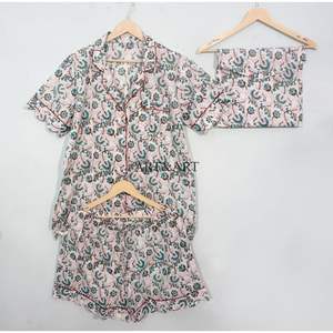 Conjuntos de Pijamas de Algodón 100% Puro, Lujosos, Elegantes, Románticos, Clásicos, Vintage, para Invierno y Verano, con Estampado a Mano, Tipo Canguro - Product Image 5