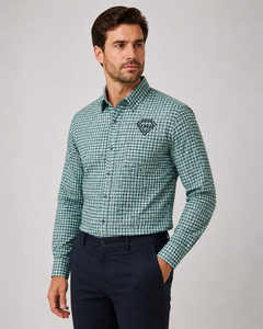 Camisa de vestir a cuadros verde gingham premium personalizada para hombre, de manga larga, informal, con botones, de algodón, para hombre, fabricante de ropa. - Product Image 2