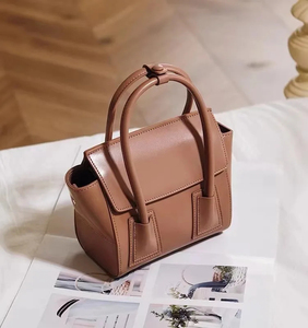 Minimalist Women's Genuine Leather Handbag <b>Square</b> Shape Flap Closure Round Handle Daily Use Durable 1-1.9L Capacity - Product Image 3