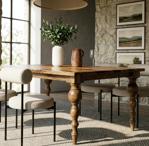 Handmade Modern Mango wood Solid Wood <b>Square</b> Industrial Design Dining Table for Hotel Villa School Use - Product Image 6