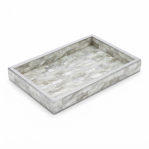 Bandeja de Nácar de Lujo con Incrustaciones de MOP, Bandeja Decorativa Rectangular de Concha de Capiz para Hotel, Baño y Café - Product Image 1