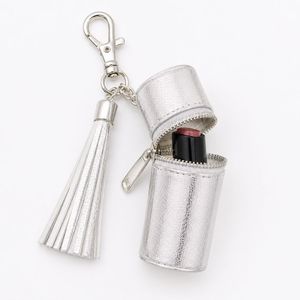 Designer Lipstick Pouch Keychain with Hanging Tassel, Mini Lip Balm Carrier for <b>Handbag</b> Decor - Product Image 1