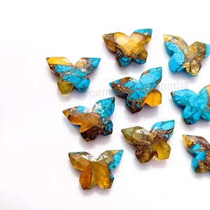 Cuentas de Cobre Turquesa Mohave con Forma de Mariposa, 14MM, Talladas a Mano, Tipo Briolette, para Fabricación de Joyas, Precio al por Mayor - Product Image 4