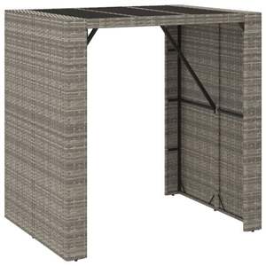 Conjunto de Bar para Jardín de Ratán PE Gris y Acero con Recubrimiento en Polvo, con Vidrio Templado, Muebles de Exterior Premium - Product Image 6