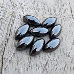 Hematite naturelle cabochon, forme marquise, dos plat, calibrée, qualité AAA+, pierre précieuse pour bijoux - Product Image 4