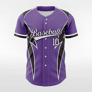 Maillot de baseball personnalisé violet premium unisexe à manches courtes, imprimé par transfert thermique, respirant, anti-humidité, 100 % coton, grandes tailles, devant - Product Image 6
