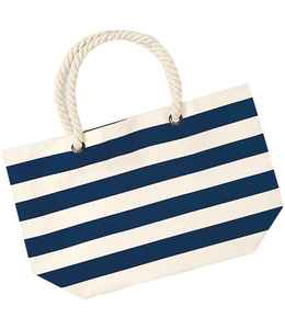 Sac de plage en toile de coton nautique à poignées en corde et œillets, personnalisable avec logo, vente en gros, promotionnel, pour voyage, en toile rayée - Product Image 5