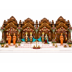 Grand Akshardham Inspired Hand-Carved Wooden Hindu <b>Mandir</b> for Temple, Community Prayer Hall & Religious Center Manufacturer USA - Product Image 1