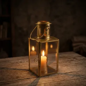 ARTISAN DESIGN L194 Handmade <b>Brass</b> Glass <b>Lantern</b> with Irregular Shape Premium Quality Home Decor Wedding <b>Lantern</b> - Product Image 1