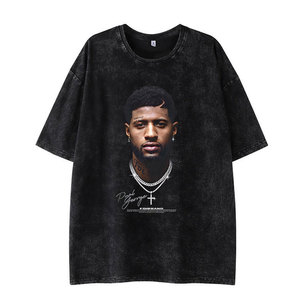 T-shirt noir oversize pour homme, manches courtes, col rond, décontracté, en jersey de coton uni, personnalisable avec logo sur le devant - Product Image 4